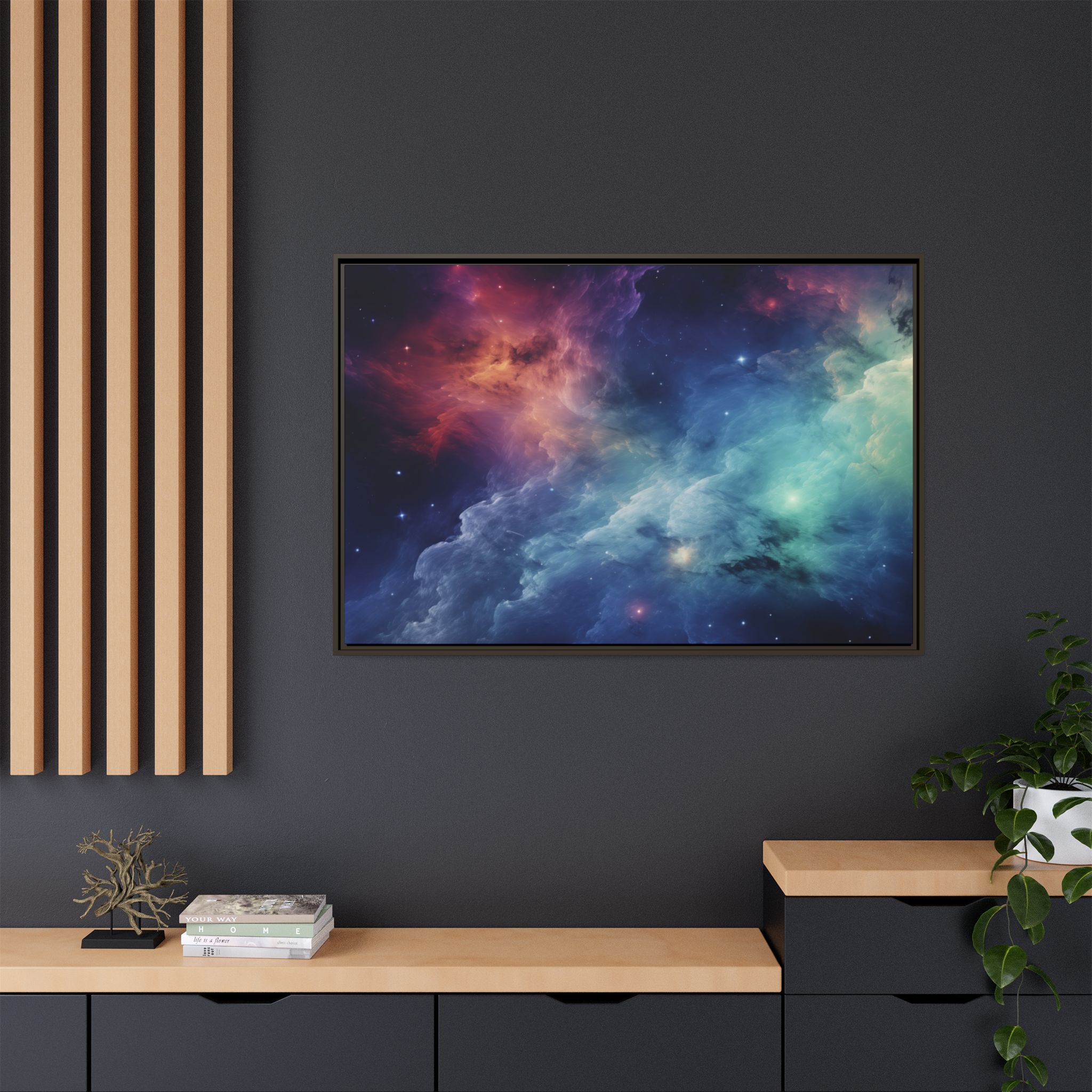 Nebula Cloud - Framed Matt Canvas (Black, White, Brown,) - Image 20