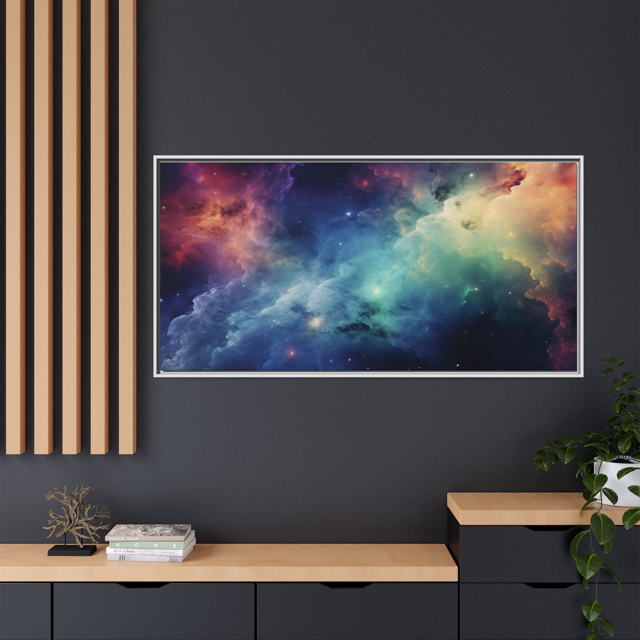 Nebula Cloud - Framed Matt Canvas (Black, White, Brown,) - Image 92